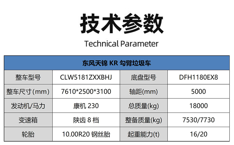 東風(fēng)天錦14方勾臂垃圾車